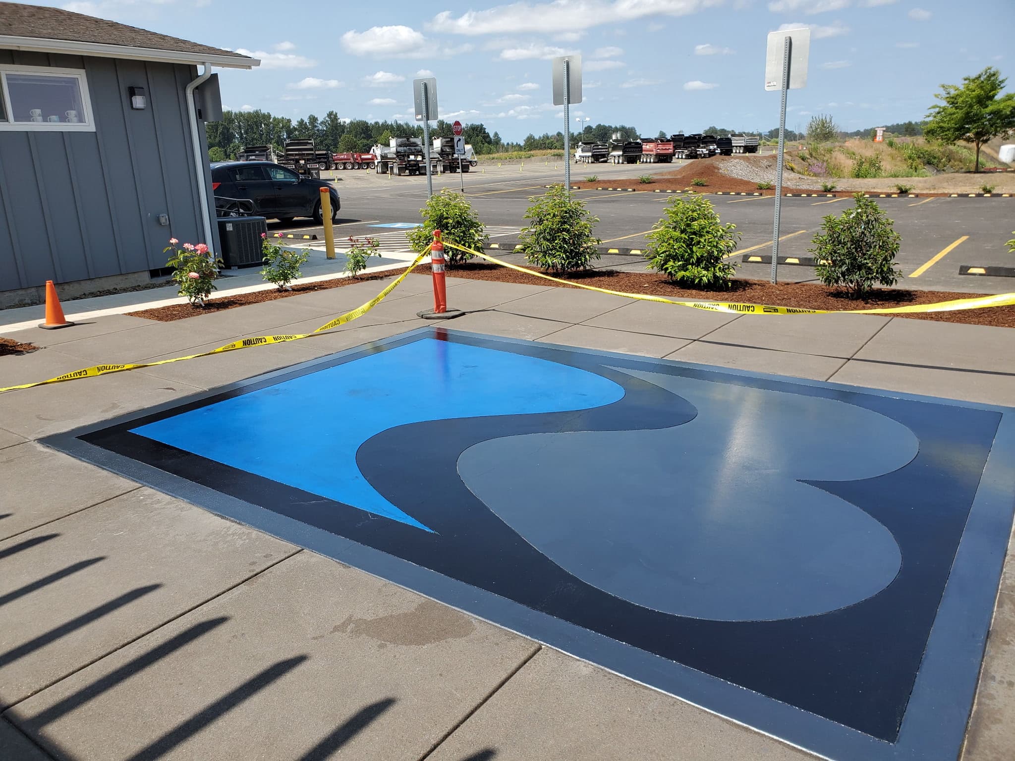 Stamped concrete patio with natural-stone texture in Lane County OR
